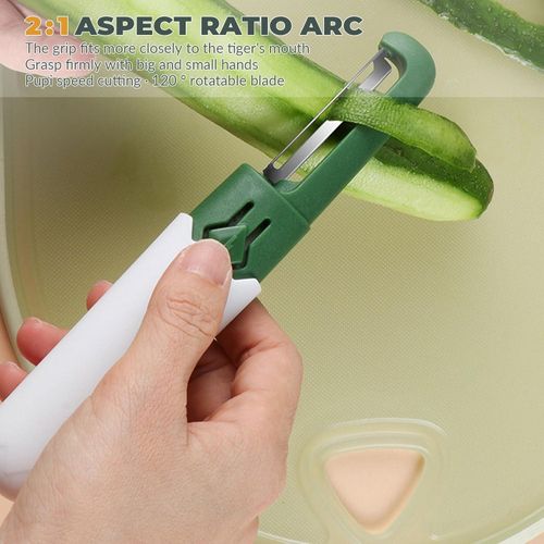 2 in 1 Paring Peeler Knife Multifunctional Stainless Steel Peeler,Creative Fruit and Vegetable Dual-Use Peeler Knife, Outdoor Portable Safety Cover Peeling Fruit Peeler, Kitchen gadgets (White Green)