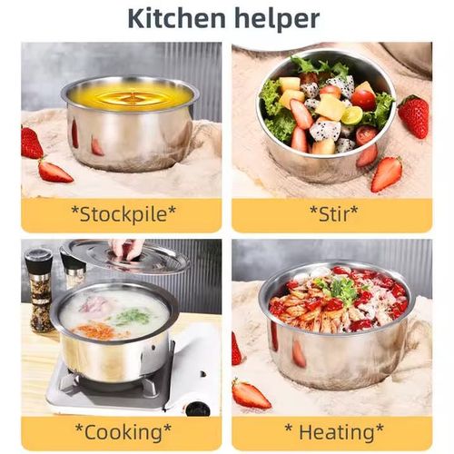 5 Pcs  stainless steel cooking pot set-Stainless Steel Baking Bowl, Mixing Bowl Set- High Quality Non Stick Stainless Steel Cookware set