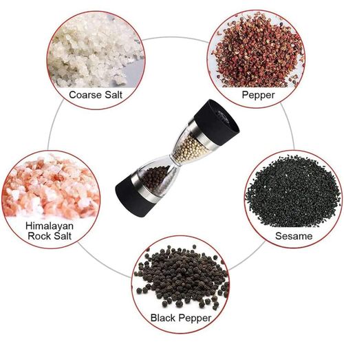 Spice Grinder Salt or Pepper Grinder - Manual 2 in 1 Kitchen Pepper Grinder Hourglass Shape Dual Salt Pepper Mill Spice Grinder Pepper Shaker Salt and Pepper Shakers