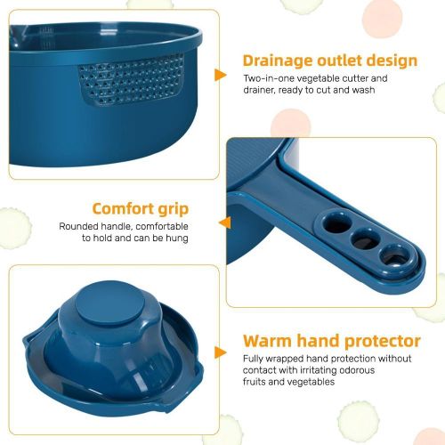 addigoes 7-in-1 Multifunction Mandoline Slicer &amp; Vegetable Chopper - Food Slicer with Container, Onion Cutter &amp; Chopping Artifact, Easy Storage (Blue)