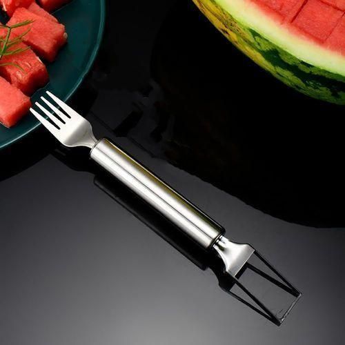 Flushrenic Fruit fork,Watermelon spoon,2-in-1 Stainless Steel Fruit Cutter 3 Pcs