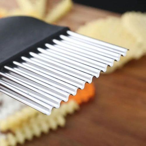 Stainless Steel Potato Chip Slicer Dough Vegetable Fruit Crinkle Wavy Kitchen Knife Cutter Chopper