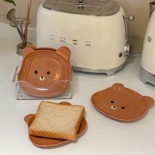 8 Pcs/Set Fruit Trays Serve Snacks Cartoon Bear Head Snack Plates Fruit Plates Household Supplies Clear(Brown)