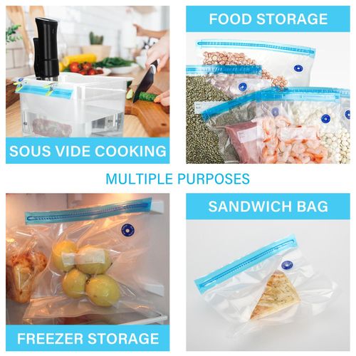 Inkbird Reusable Vacuum Storage Bags 3 Sizes with Hand Pump for Food Storage