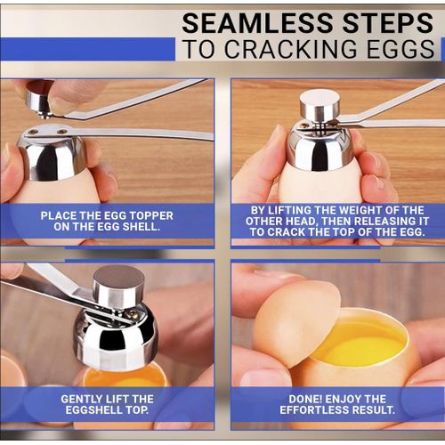 Egg Cracker Tool for Raw Eggs - Egg Shell Opener for Hard Boiled Eggs with Durable Stainless Steel Construction, Ergonomic &amp; Adjustable Design - Easy-to-Use Shell Cracker Tool for Easy-Boiled Eggs