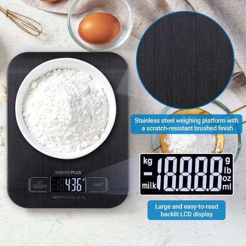 Inkbird Food Scale Digital Kitchen Scale Stainless Steel Platform Backlit LCD