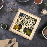 Handmade Wooden Family Tree Tea &amp; Coffee Organizer – Rustic Kitchen Storage