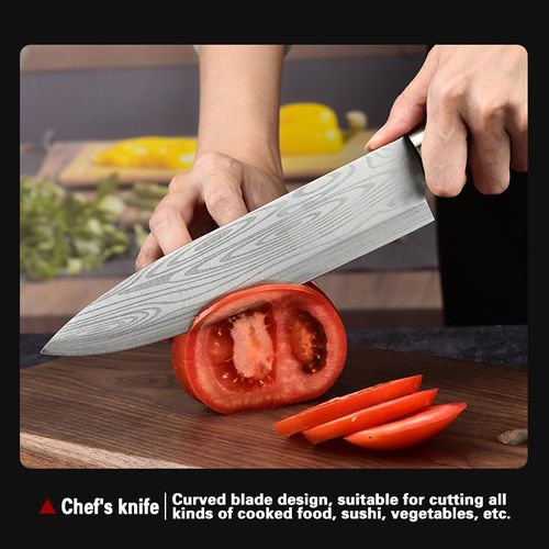 Kitchen Knife 5-piece Set - Damascus Laser Pattern Stainless Steel Knife