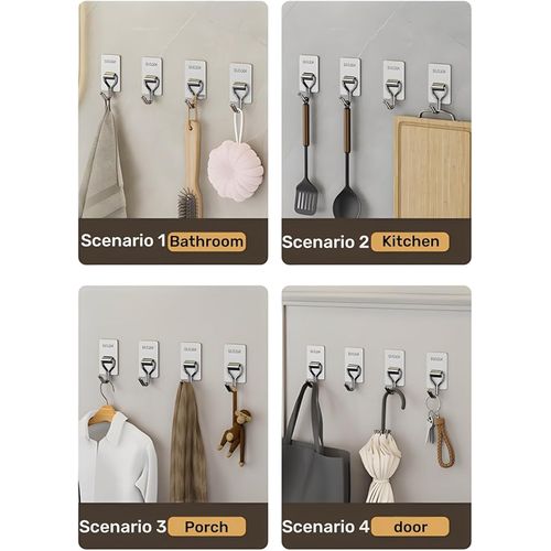 20pcs Stainless Steel Hooks - Adhesive Wall Hooks - Free 5pcs Nail-free Glue