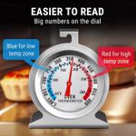 Large Dial Oven Thermometer 100-600°F/50-300°C, for Gas &amp; Electric Ovens, Baking, Grilling, Smoking
