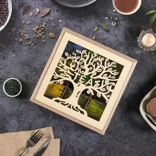 Handmade Wooden Family Tree Tea &amp; Coffee Organizer – Rustic Kitchen Storage