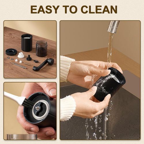 Manual Coffee Bean Grinder, Black Hand with Cleaning Brush, Portable Ceramic Core Adjustable Coarse to Fine Detachable Espresso Grinding for Travel Home Office