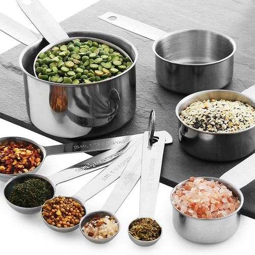 12pcs Measuring Cups and Spoons Set, Stainless Steel Measuring Tools with Clip Spoon, Accurate Kitchen Measuring Set for Baking and Cooking