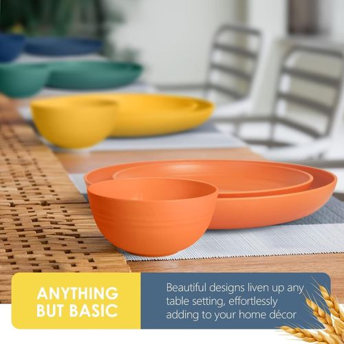 16pcs Dinnerware Set (8 Plates, 4 Bowls and 4 Cups) - Reusable - Macaron Color