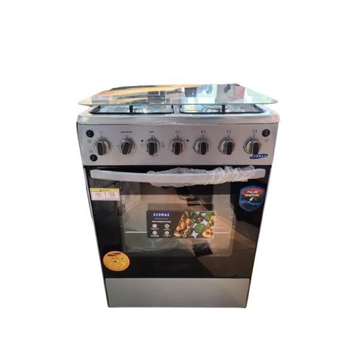 Ecomax Cooker 3 Gas Burners + 1 Hotplate With Electric Oven With Free Gifts 60x60cm Silver