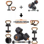 50kgs 6 In 1 Multifunctional Weight Dumbbell Set- Adjustable Dumbbells With Connector-Dumbbells, Barbell, Kettlebells, AB Roller, Push Up Stand, Weight Plate, Fitness Exercises And Strength Training  For Home Office Gym Suitable Men/Women