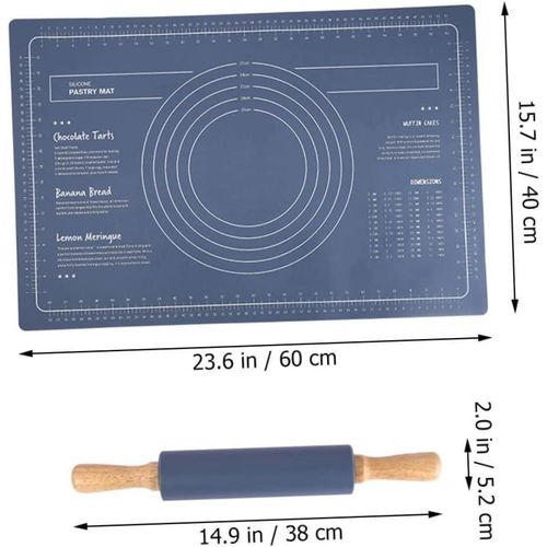 3-piece food grade silicone rolling pin set - blue