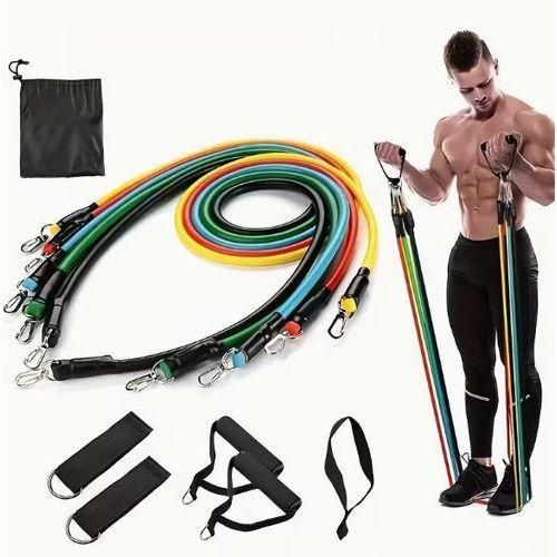 11 Pcs Latex Resistance Exercise Bands Crossfit Fitness