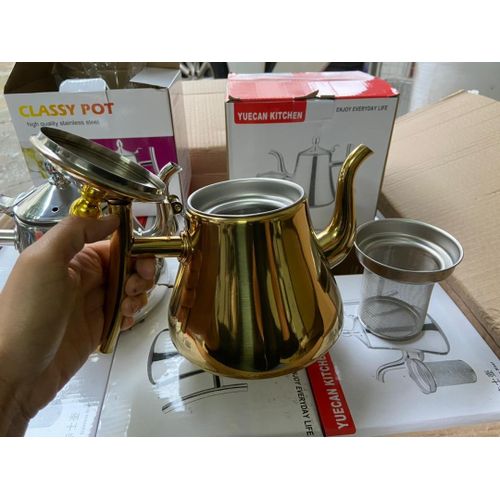 YUE KE Stainless Steel Tea Pot with Infusion Set, Very Suitable for ADT Flowers, Stove Coffee Pot, Safe- 2L