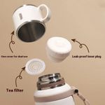 600ml Portable Outdoor Camping Travel Vacuum Insulated Mug, 316 Stainless Steel Insulated Mug, with Filter Lid - White