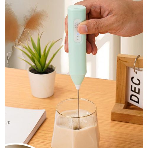 Whisk Milk Frother, Rechargeable Handheld Electric Whisk Coffee Frother Mixer with 2 Stainless Whisks, Milk Foam Maker-white，Milk frother