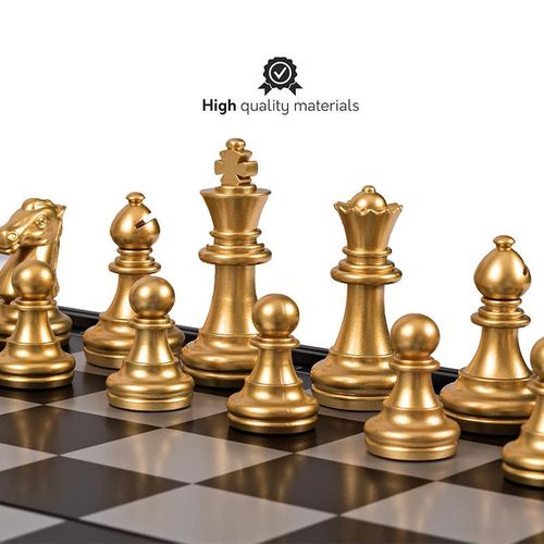 Magnetic Travel Chess Set Portable Folding Board With Extra Queens For All Ages