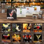 TodyJeyHo Set of 14 pieces for drinks, stainless steel, pink gold cocktail shaker, black rotating acrylic holder, pink gold