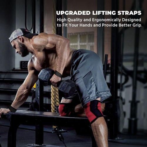 2PCS Gym Fitness Weight Lifting Grip Straps Dumbbell Hand Grips Training Wrist Support Bands Comfortable Cushioned Wrist Padding and Anti-slip Silicon grip Straps for Body Building Weightlifting Straps - Premium Quality