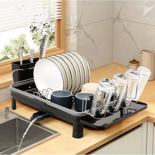 Dish Drying Draining Rack for Kitchen - Black