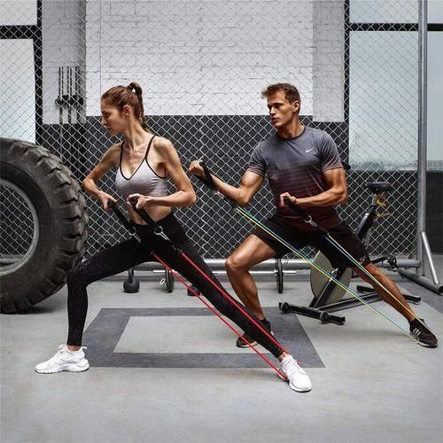 11PCS Fitness Strength Elastic Yoga Resistance Bands Exercise Bands Home Office Gym Mixed Colour