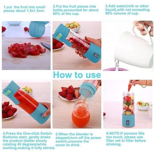 VIC 380ml - Portable Blender Bottle Juice Mixer - Rechargeable - Green