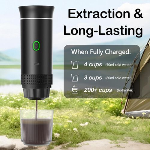 TodyJeyHo Machine Portable Expresso 3-en-1, Mini cafetière pour voyage, cafetière auto auto-chauffante avec USB-C, petite Machine Expresso