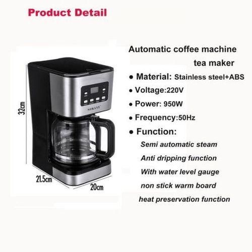 Sokany 950W Electric Coffee Maker 12-Cup Coffee Maker With 24-Hour Preset Keep Warm Function