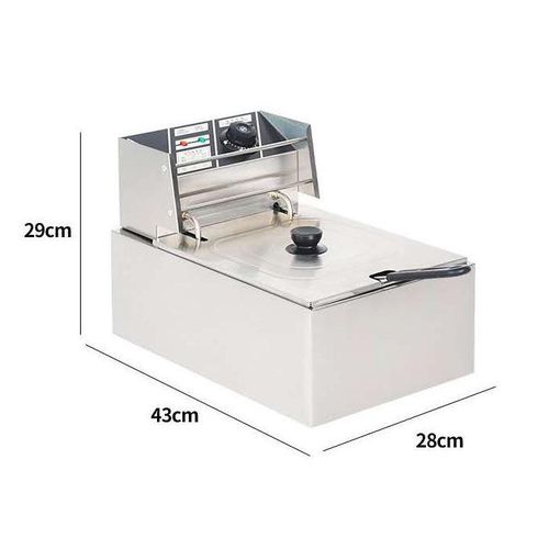Em 6L Single Tank Energy Efficient Double Electric Chips /Chicken /Mandazi Deep Fryer Machine _ Silver EF01 (1 YR WRTY)