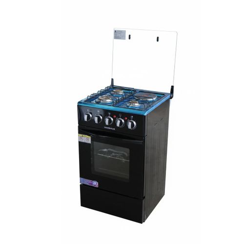 Vision Plus 3 Gas + 1 Electric Plate 50X50 Standing Cooker with Gas Oven, Black- (2 YRs WRTY)