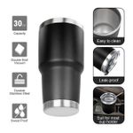 30oz Vacuum Insulated Coffee Tumbler Mug with Lid &amp; Straws – 900ml 304 Stainless Steel