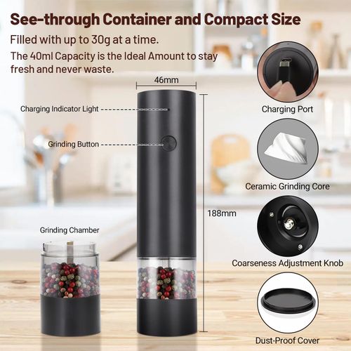 Inkbird Electric Salt &amp; Pepper Grinder Set Adjustable Coarseness Spice Mill