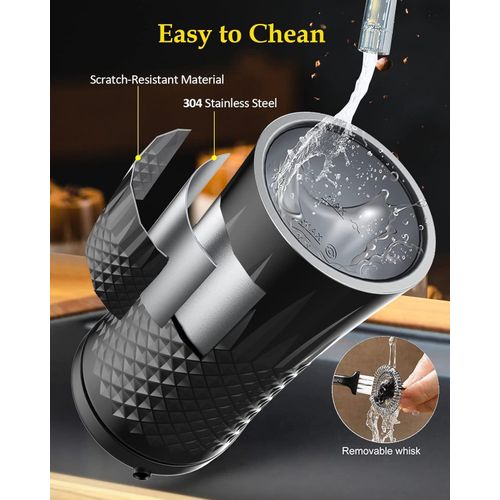 TodyJeyHo Milk Foaming Machine 4 in 1, 400W, 240 ml, Hot and Cold Foaming, Milk Foaming Machine for Milk, Chocolate, Cappuccino, Frappe, Heating Function, Keep Warm and Temperature Control, Stainless Steel, black
