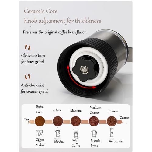 Manual Coffee Bean Grinder - Conical Burr Coffee Grinder With Hand Crank
