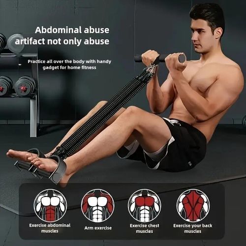 Multifunctional 4-Pole Leg Puller, TPE Resistance Bands for Full Body Workout, Push-Up Assistant, Leg and Abdominal Muscle Training - Black