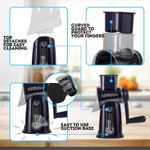 TodyJeyHo 5-in-1 Rotary Cheese Grater with Handle – Stainless Steel Blades, Vegetable Slicer &amp; Shredder, Nut Grinder, Carrot &amp; Cabbage Grater, Easy-to-Clean Kitchen Tool (Purple)