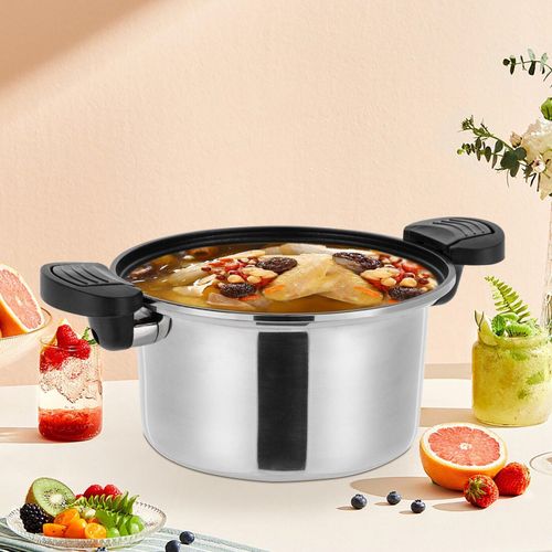 3L stainless steel low-pressure cooker, multi-functional double-handled soup pot
