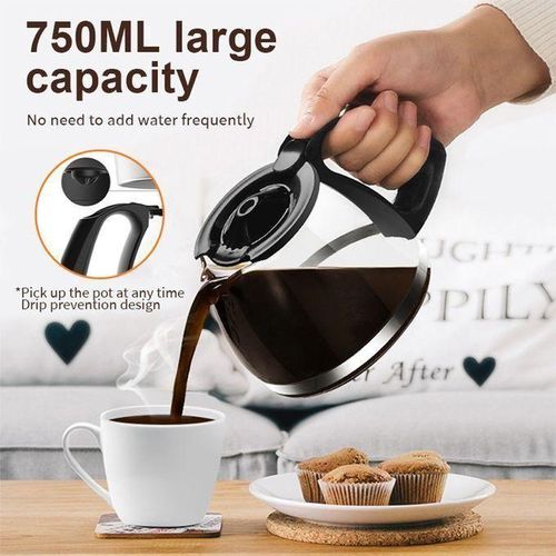 Sokany Hot Sale 650W 750ml Coffee Maker/Coffee Machine 6 Cup, With Glass Carafe And Drip Stop Mechanism To Avoid Spillage And Dishwasher Safe, For Drip Coffee And Expresso Black