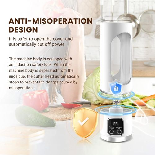 Portable personal electric USB juicer, 450ML mini blender, capable of making milkshakes and smoothies, 12 blades, compact, convenient, and multifunctional (white)