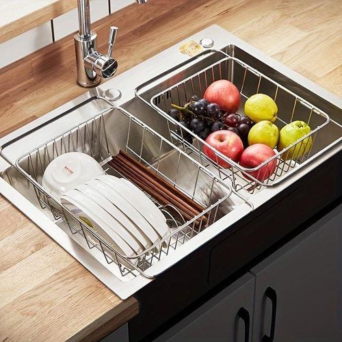 1pc, Retractable Stainless Steel Sink Strainer Drain, Telescopic Drain Basket