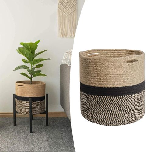 Storage Basket Flower Pot Cover Modern Home Decor Black