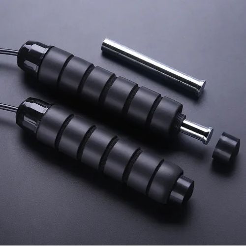 KipFit Black Weighted Jump Skipping Rope For Fitness Workout