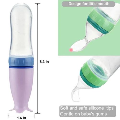 Squeezing Feeding Bottle Silicone Newborn Baby Training Rice Cereal Food Spoon Supplement Feeder Safe Useful Tableware for Kids