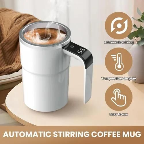 Smart Self-Stirring Mug – Rechargeable Magnetic Coffee Mixer with Digital Display