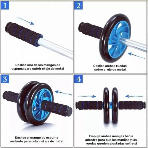 Five-piece ab wheel workout set, gym push-up machine - blue
